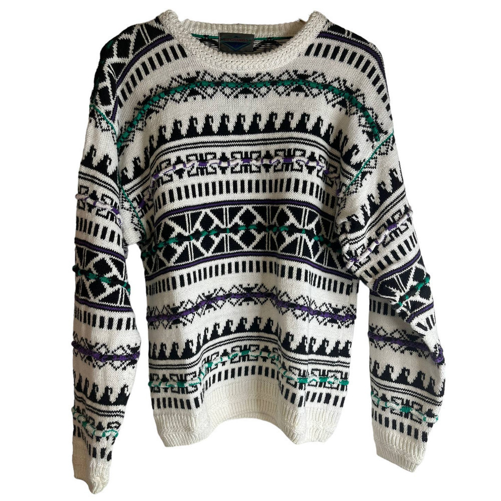 Vintage Etchings 1990's Oversized Boyfriend Grandpa Coogi Sweater Size Medium